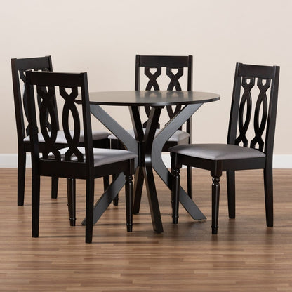 Baxton Studio - Callie Dining Set in Grey/Dark Brown - Callie-Grey/Dark Brown-5PC Dining Set view 8