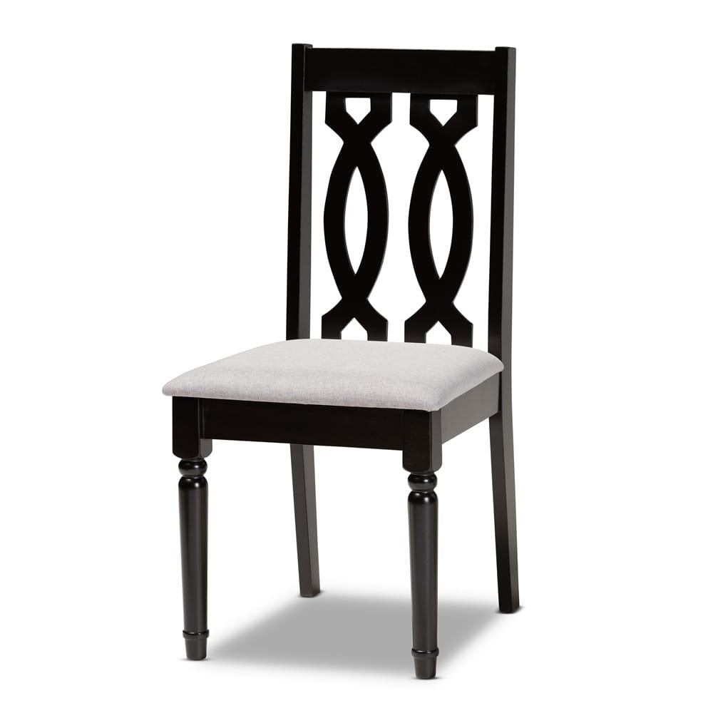 Baxton Studio - Callie Dining Set in Grey/Dark Brown - Callie-Grey/Dark Brown-7PC Dining Set view 2