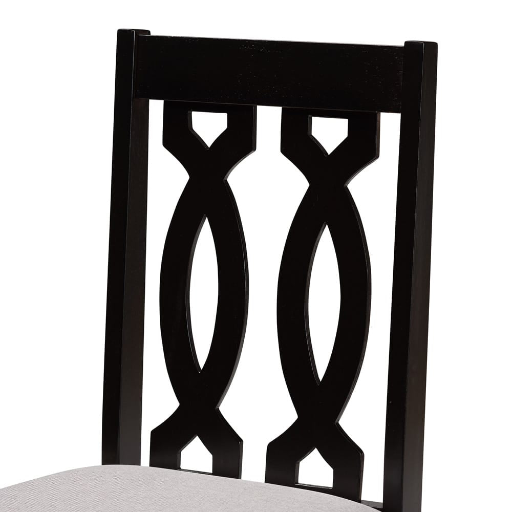 Baxton Studio - Callie Dining Set in Grey/Dark Brown - Callie-Grey/Dark Brown-7PC Dining Set view 5