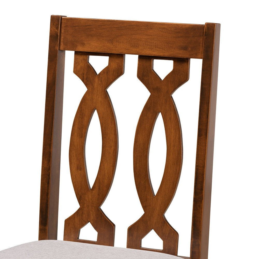 Baxton Studio - Callie Dining Set in Grey/Walnut Brown  - Callie-Grey/Walnut-7PC Dining Set view 5