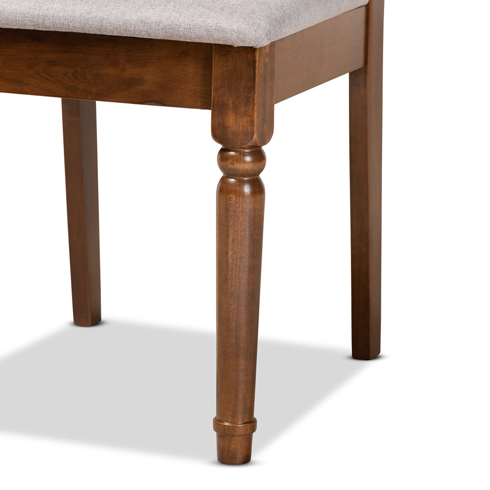 Baxton Studio - Callie Dining Set in Grey/Walnut Brown  - Callie-Grey/Walnut-7PC Dining Set view 6