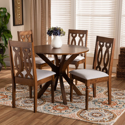 Baxton Studio - Callie Dining Set in Grey/Walnut - Callie-Grey/Walnut-5PC Dining Set view 7