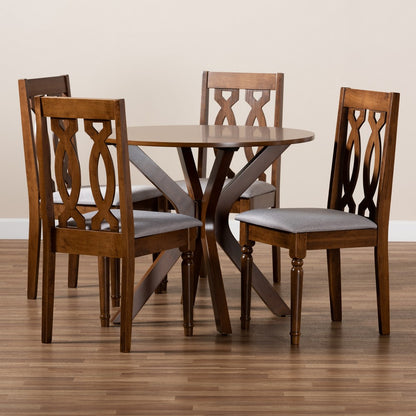 Baxton Studio - Callie Dining Set in Grey/Walnut - Callie-Grey/Walnut-5PC Dining Set view 8