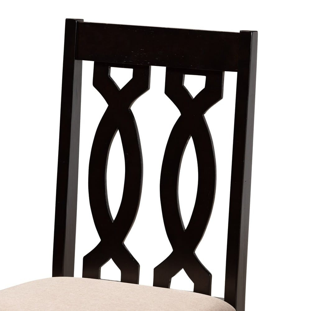 Baxton Studio - Callie Dining Set in Sand/dark brown - Callie-Sand/Dark Brown-5PC Dining Set view 5