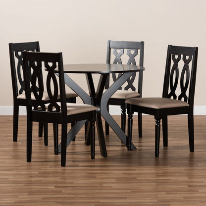 Baxton Studio - Callie Dining Set in Sand/dark brown - Callie-Sand/Dark Brown-5PC Dining Set view 8