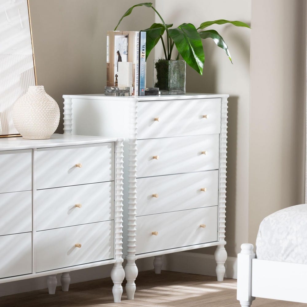Baxton Studio - Callison Chest in White - MG9020-White-4DW-Chest view 9