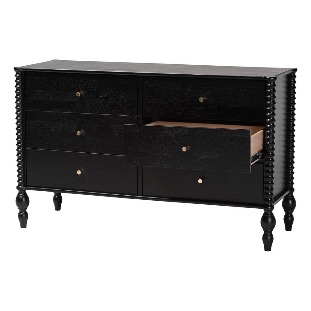 Baxton Studio - Callison Dresser in Black - MG9020-Black-6DW-Dresser view 3