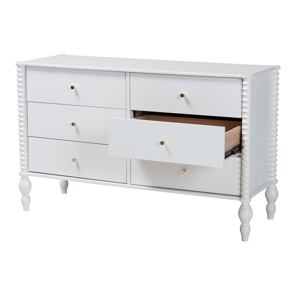 Baxton Studio - Callison Dresser in White - MG9020-White-6DW-Dresser view 3