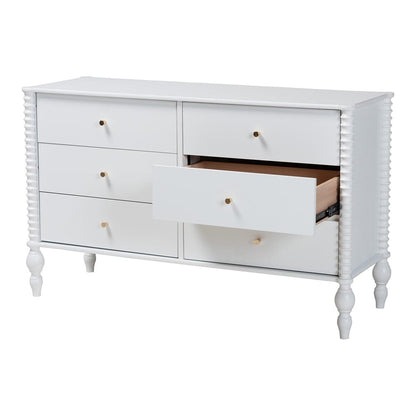 Baxton Studio - Callison Dresser in White - MG9020-White-6DW-Dresser view 3