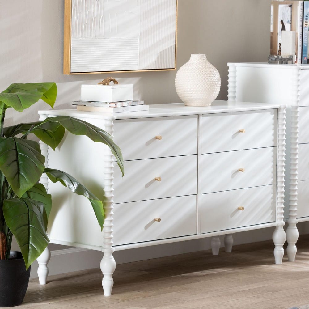 Baxton Studio - Callison Dresser in White - MG9020-White-6DW-Dresser view 9