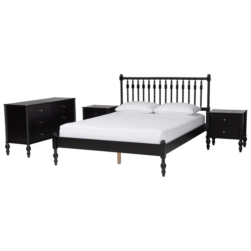 Baxton Studio - Callison Full Bedroom Set in Black - Eniola-4PC Bedroom Set-Black-Full view 1