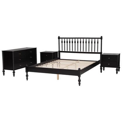 Baxton Studio - Callison Full Bedroom Set in Black - Eniola-4PC Bedroom Set-Black-Full view 2