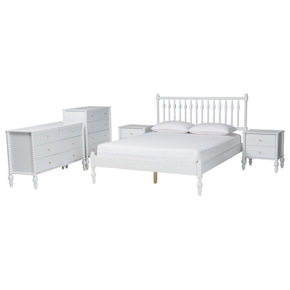 Baxton Studio - Callison Full Bedroom Set in White - Eniola-5PC Bedroom Set-White-Full view 1