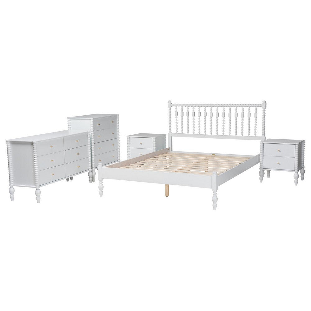 Baxton Studio - Callison Full Bedroom Set in White - Eniola-5PC Bedroom Set-White-Full view 2