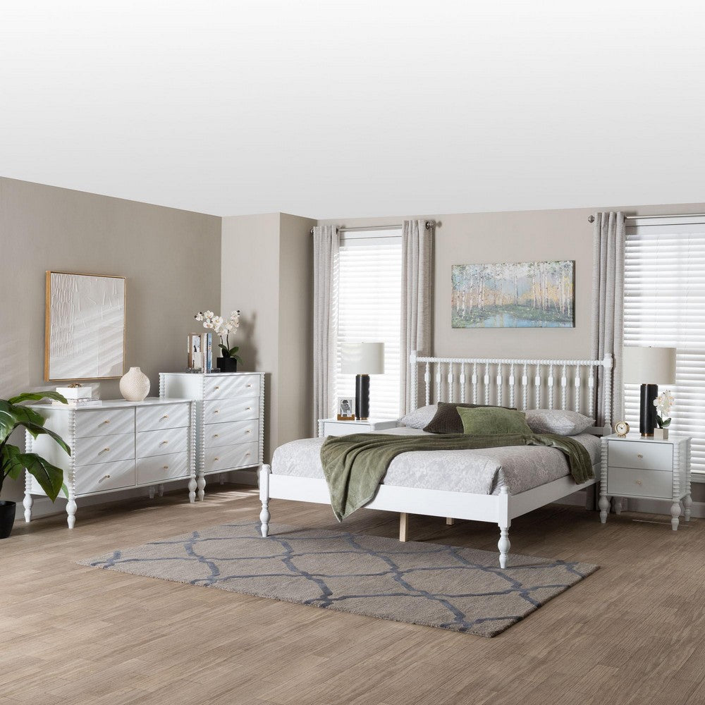 Baxton Studio - Callison Full Bedroom Set in White - Eniola-5PC Bedroom Set-White-Full view 12