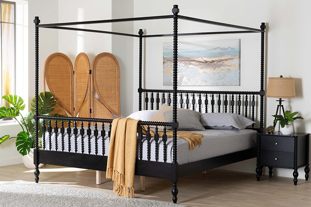 Baxton Studio - Callison King Size Bed - MG0259-2-Black-King-Canopy Bed view 2