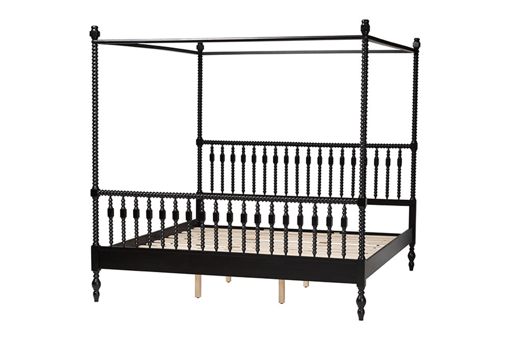 Baxton Studio - Callison King Size Bed - MG0259-2-Black-King-Canopy Bed view 4