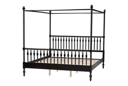 Baxton Studio - Callison King Size Bed - MG0259-2-Black-King-Canopy Bed view 4