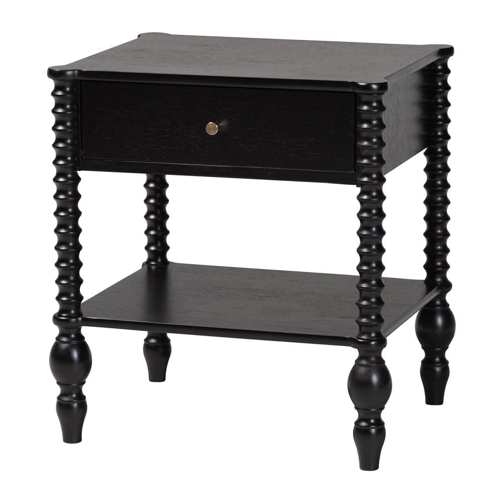 Baxton Studio - Callison Nightstand in Black - MG9020-Black-1DW-NS view 1