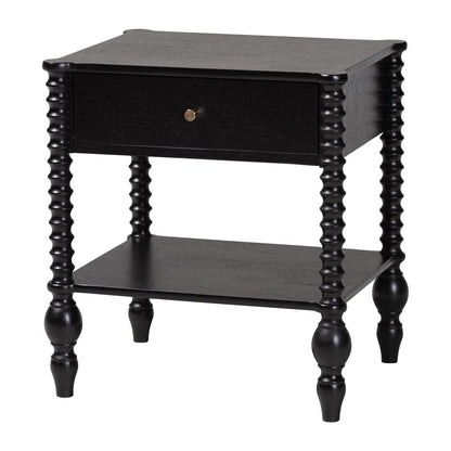 Baxton Studio - Callison Nightstand in Black - MG9020-Black-1DW-NS view 1