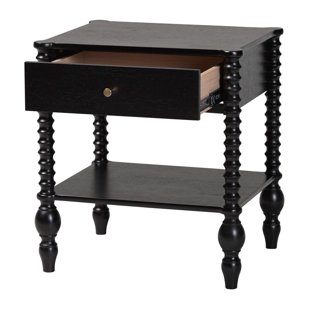 Baxton Studio - Callison Nightstand in Black - MG9020-Black-1DW-NS view 2