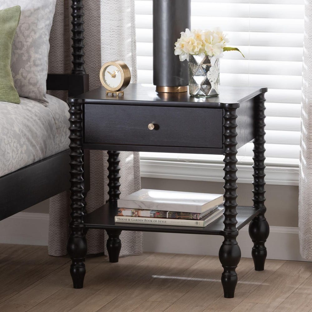 Baxton Studio - Callison Nightstand in Black - MG9020-Black-1DW-NS view 9