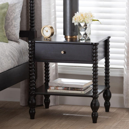 Baxton Studio - Callison Nightstand in Black - MG9020-Black-1DW-NS view 9