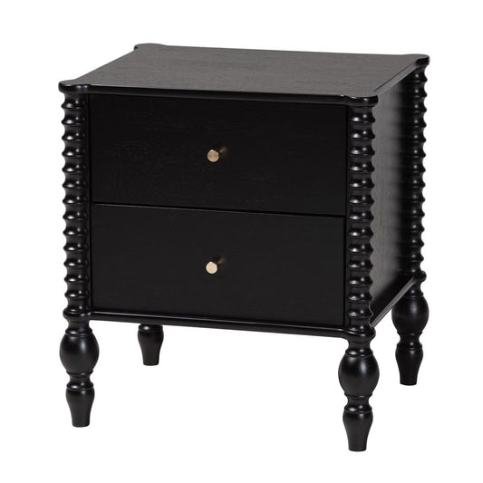 Baxton Studio - Callison Nightstand in Black - MG9020-Black-2DW-NS view 1