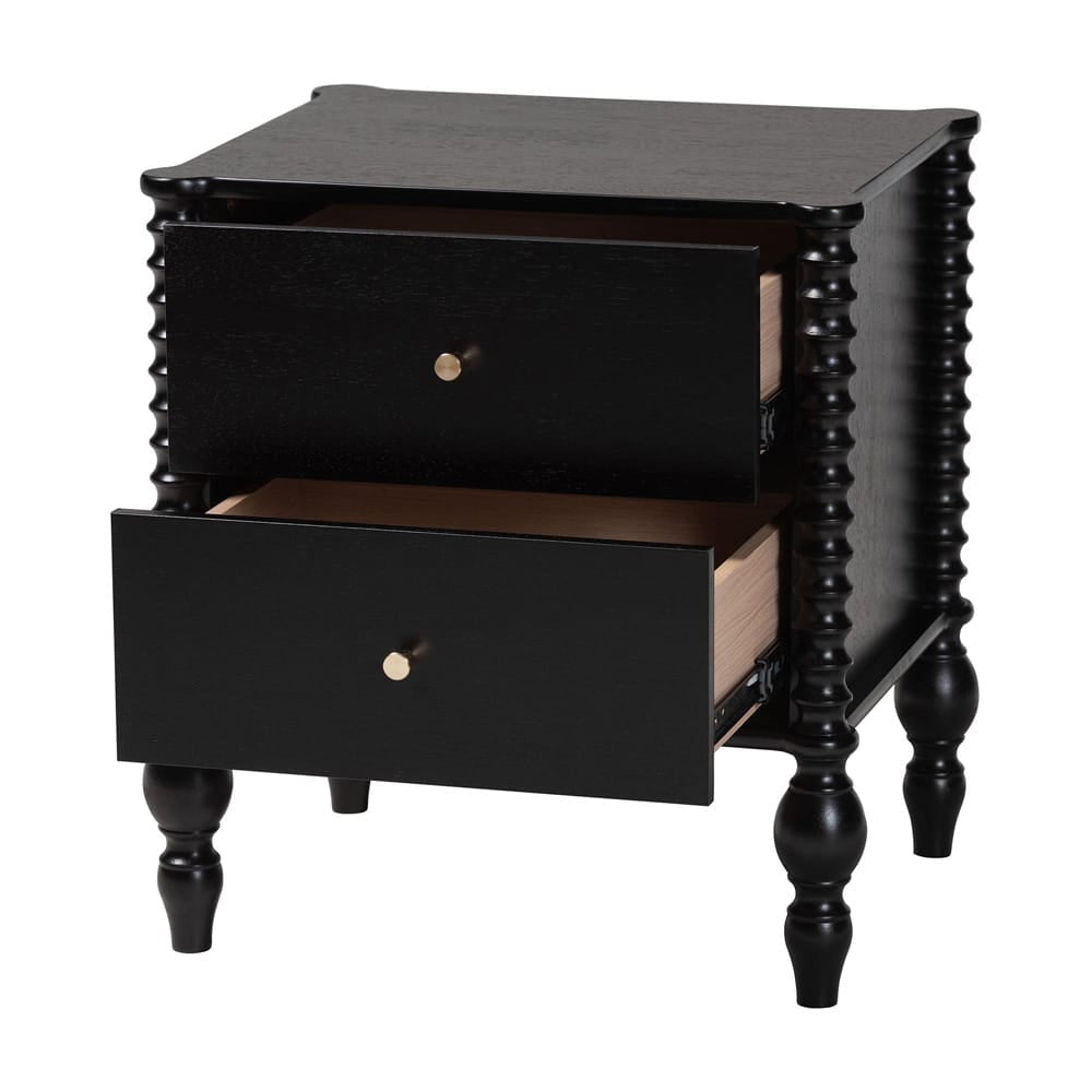 Baxton Studio - Callison Nightstand in Black - MG9020-Black-2DW-NS view 2