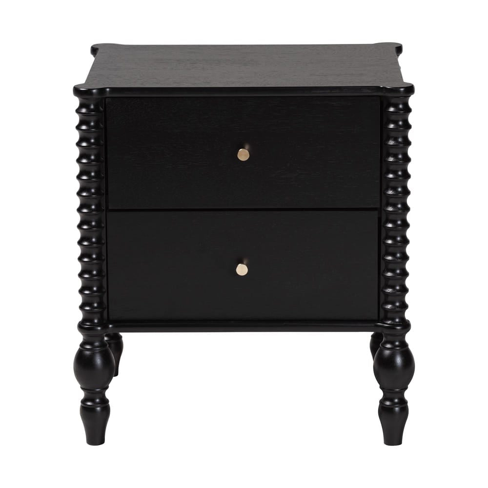 Baxton Studio - Callison Nightstand in Black - MG9020-Black-2DW-NS view 3
