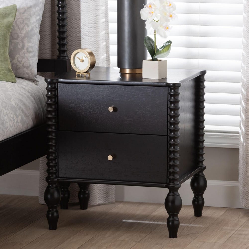 Baxton Studio - Callison Nightstand in Black - MG9020-Black-2DW-NS view 9