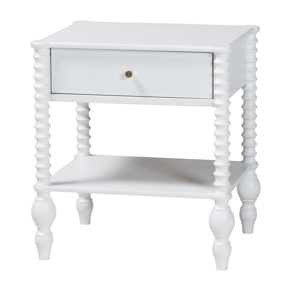 Baxton Studio - Callison Nightstand in White - MG9020-White-1DW-NS view 1