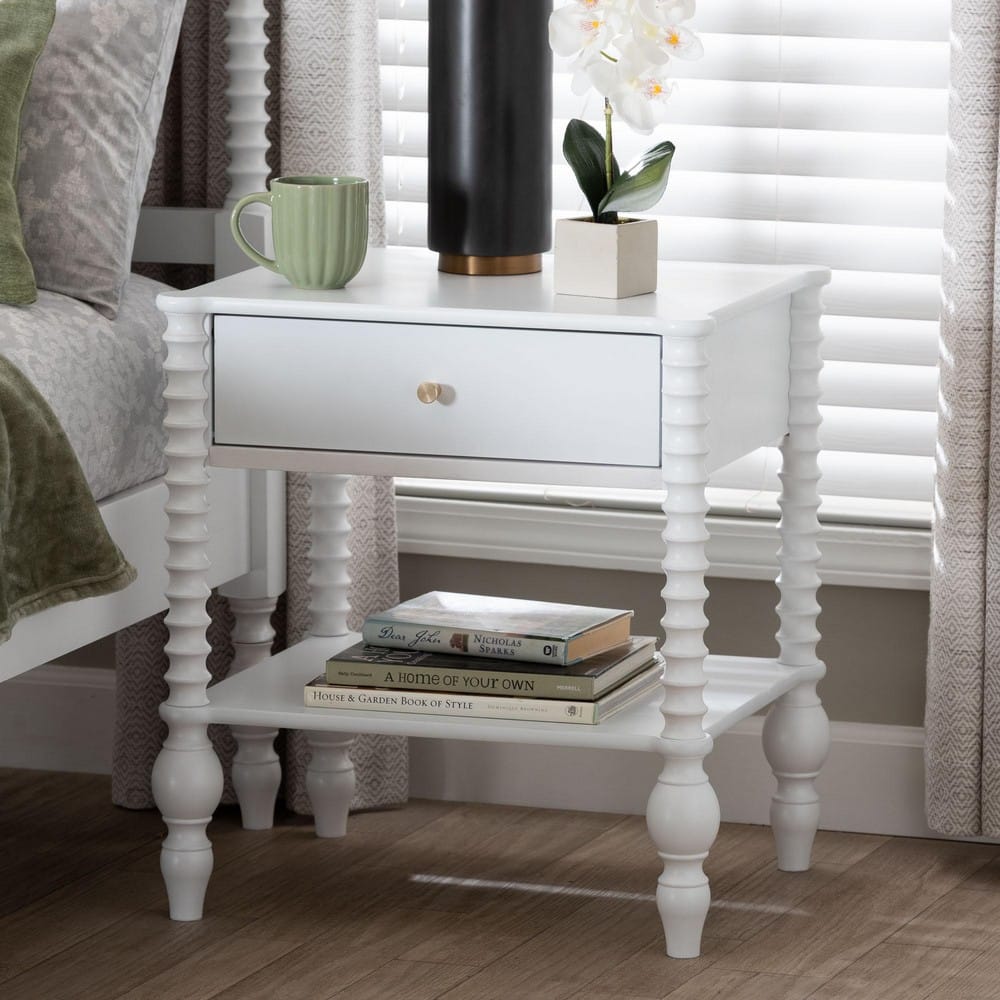 Baxton Studio - Callison Nightstand in White - MG9020-White-1DW-NS view 9