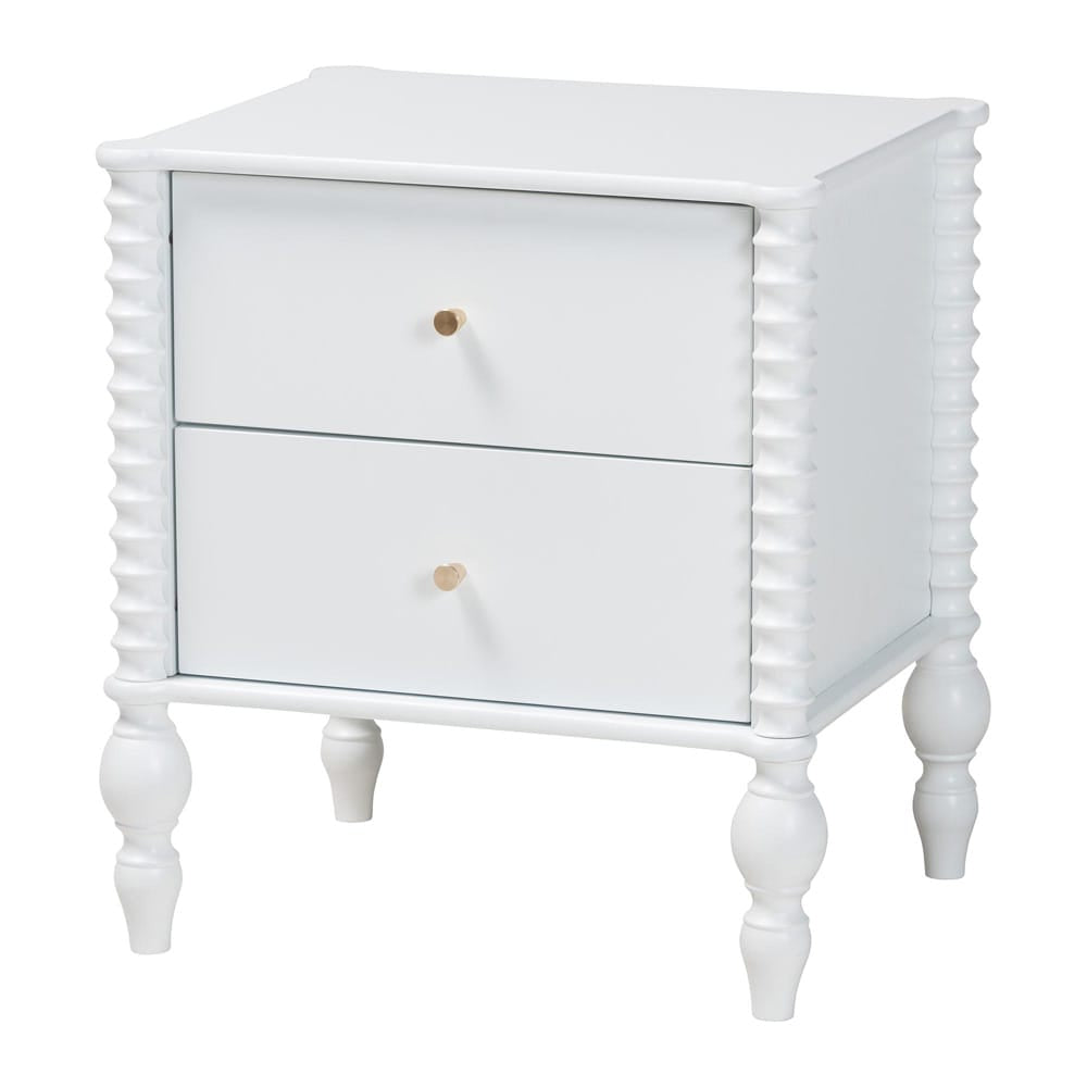 Baxton Studio - Callison Nightstand in White - MG9020-White-2DW-NS view 1