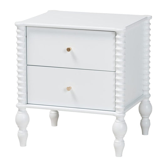 Baxton Studio - Callison Nightstand in White - MG9020-White-2DW-NS view 1