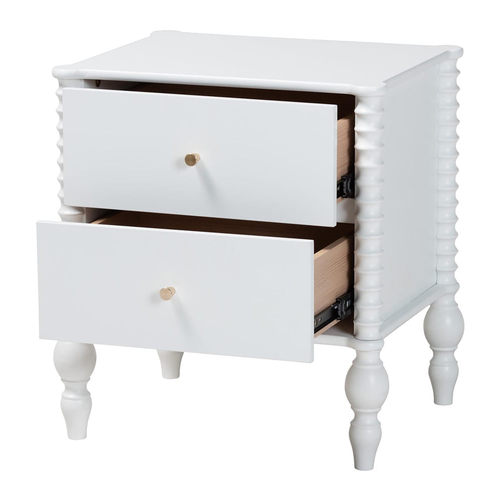 Baxton Studio - Callison Nightstand in White - MG9020-White-2DW-NS view 2