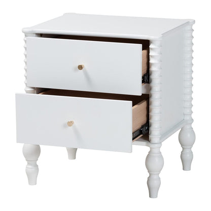Baxton Studio - Callison Nightstand in White - MG9020-White-2DW-NS view 2