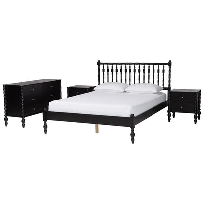 Baxton Studio - Callison Queen Bedroom Set in Black - Eniola-4PC Bedroom Set-Black-Queen view 1