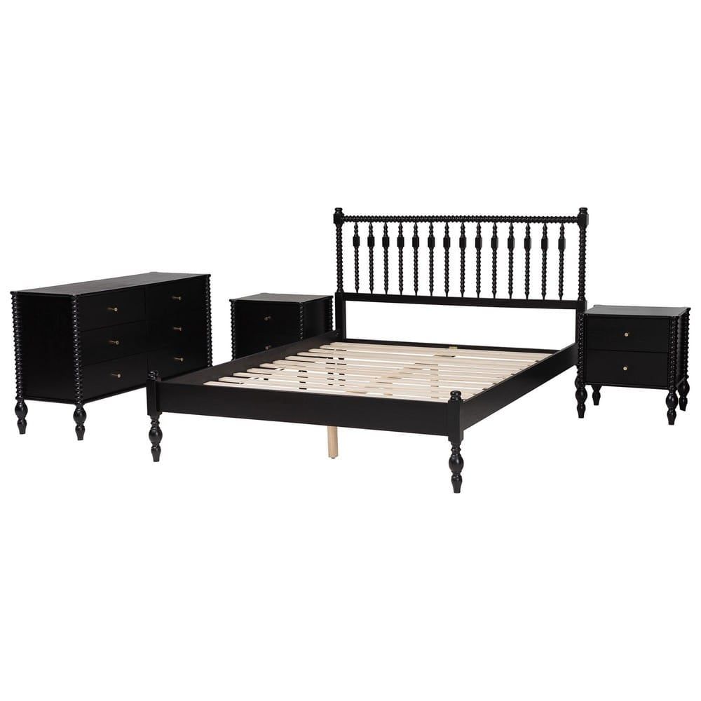Baxton Studio - Callison Queen Bedroom Set in Black - Eniola-4PC Bedroom Set-Black-Queen view 2