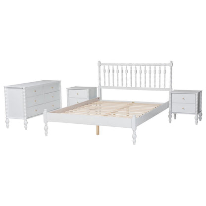Baxton Studio - Callison Queen Bedroom Set in White - Eniola-4PC Bedroom Set-White-Queen view 2