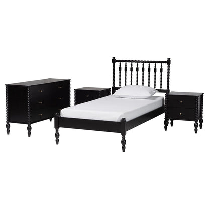 Baxton Studio - Callison Twin Bedroom Set in Black - Eniola-4PC Bedroom Set-Black-Twin view 1