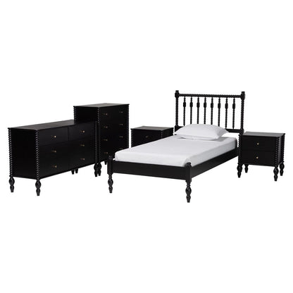 Baxton Studio - Callison Twin Bedroom Set in Black - Eniola-5PC Bedroom Set-Black-Twin view 1