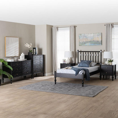 Baxton Studio - Callison Twin Bedroom Set in Black - Eniola-5PC Bedroom Set-Black-Twin view 11