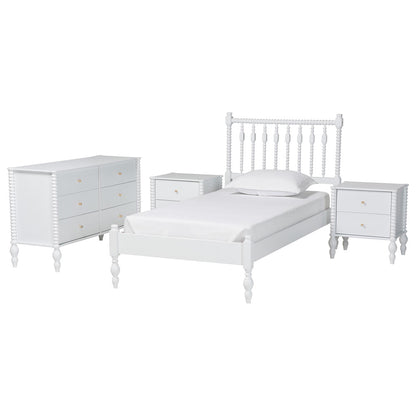 Baxton Studio - Callison Twin Bedroom Set in White - Eniola-4PC Bedroom Set-White-Twin view 1