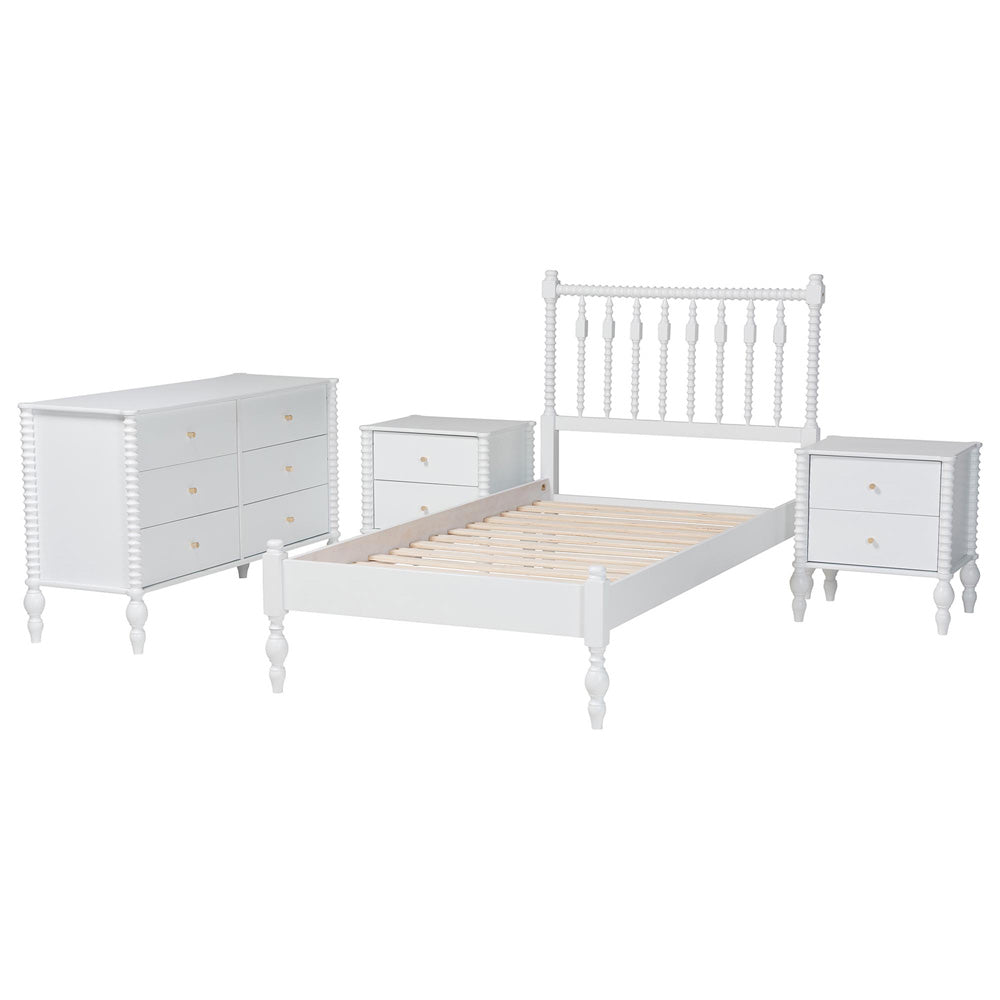 Baxton Studio - Callison Twin Bedroom Set in White - Eniola-4PC Bedroom Set-White-Twin view 2