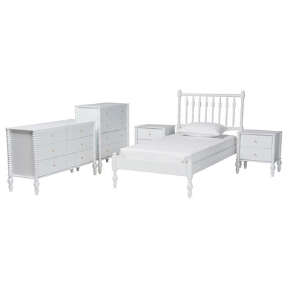 Baxton Studio - Callison Twin Bedroom Set in White - Eniola-5PC Bedroom Set-White-Twin view 1