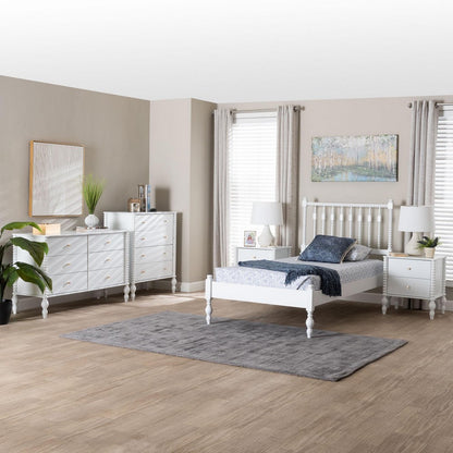 Baxton Studio - Callison Twin Bedroom Set in White - Eniola-5PC Bedroom Set-White-Twin view 11
