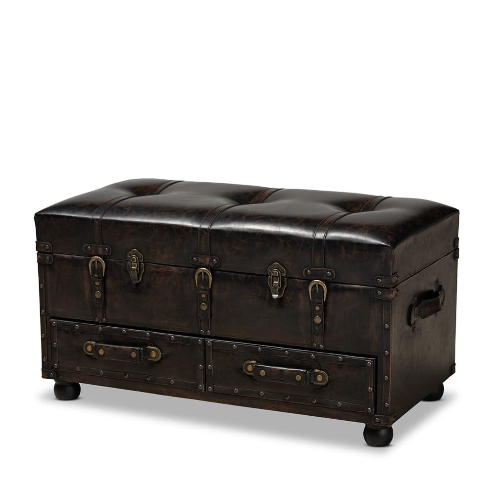 Baxton Studio - Callum Storage Ottoman in Dark Brown/Black - JY19A418-Brown-Otto view 1