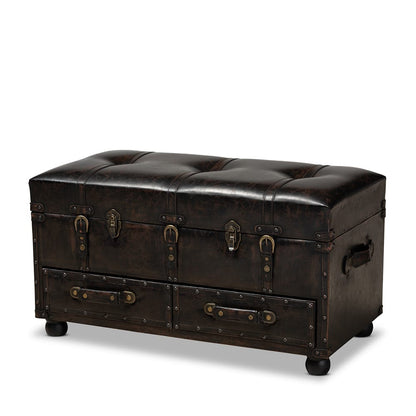 Baxton Studio - Callum Storage Ottoman in Dark Brown/Black - JY19A418-Brown-Otto view 1