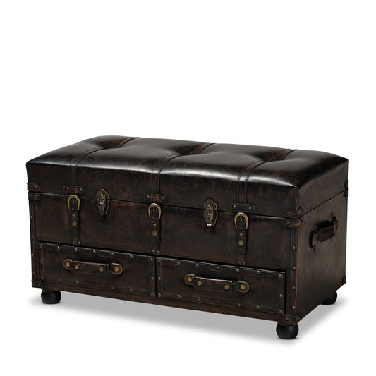 Baxton Studio - Callum Storage Ottoman in Dark Brown/Black - JY19A418-Brown-Otto view 1